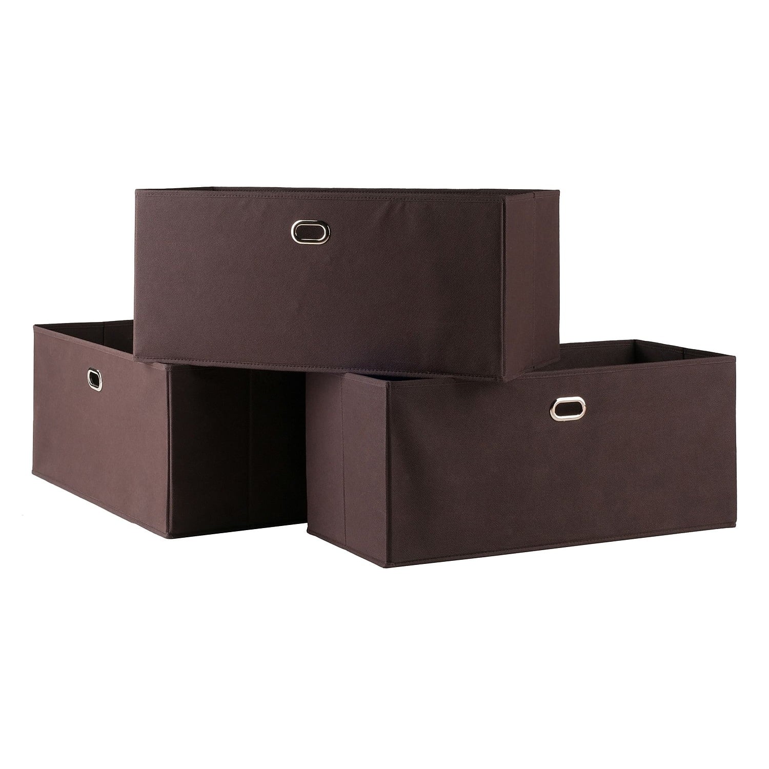 Wood Torino 3-Pc Foldable Fabric Basket Set, Large, Chocolate