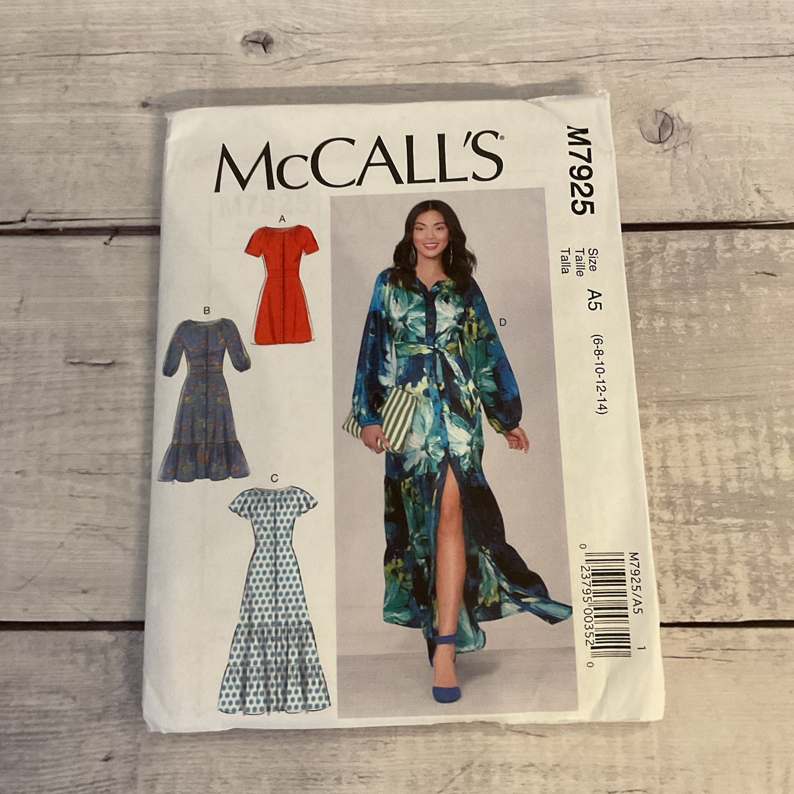 McCalls 7925 Sewing Pattern Dress Button Front Ruffles Midi Boho 6-14 UNCUT