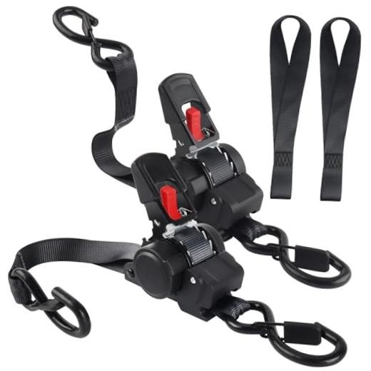 Retractable Ratchet Straps 1" x 12' (2 Pack) - 1,500lb Break 1 Inch x 12 Feet