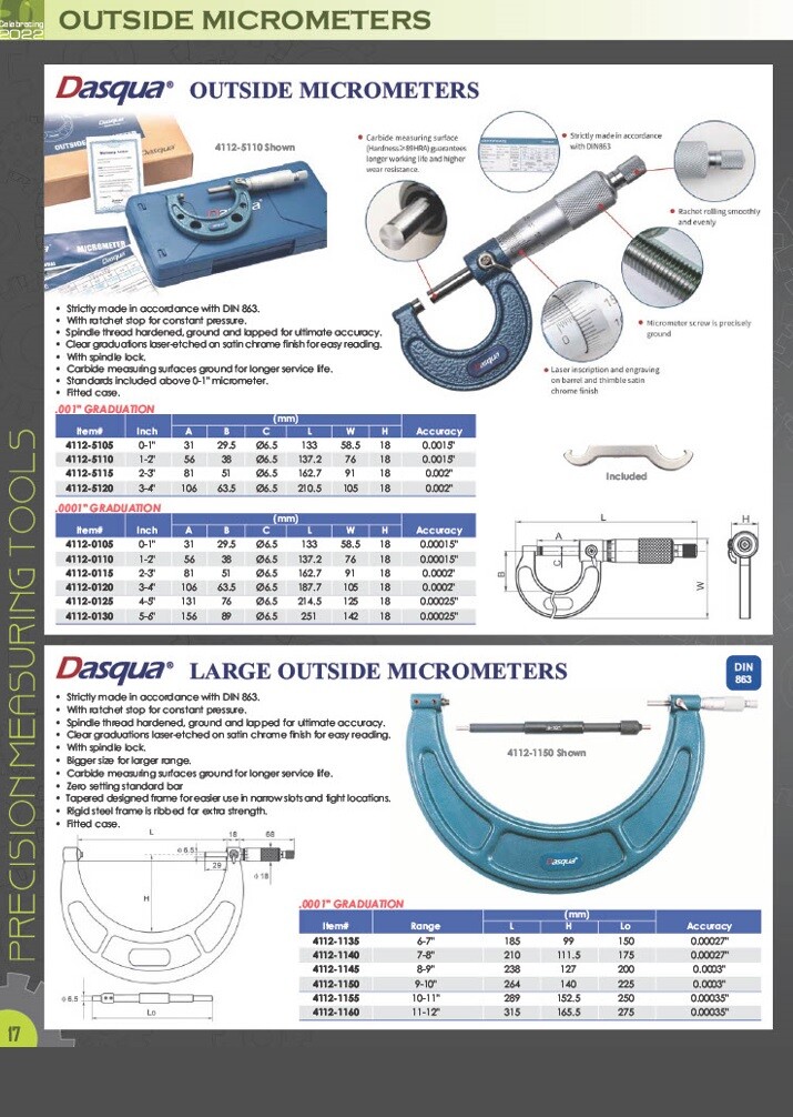 0-3" 3 PIECE PRECISION OUTSIDE MICROMETER SET (4200-0010)