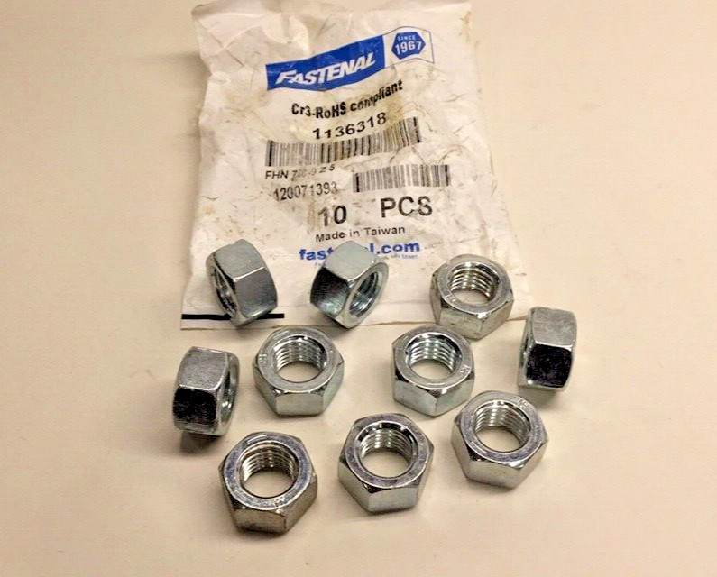 Fastenal 1136318 Hex Nut FHN 7/8-9 Z-5 (Pack of 10) Zinc Plated