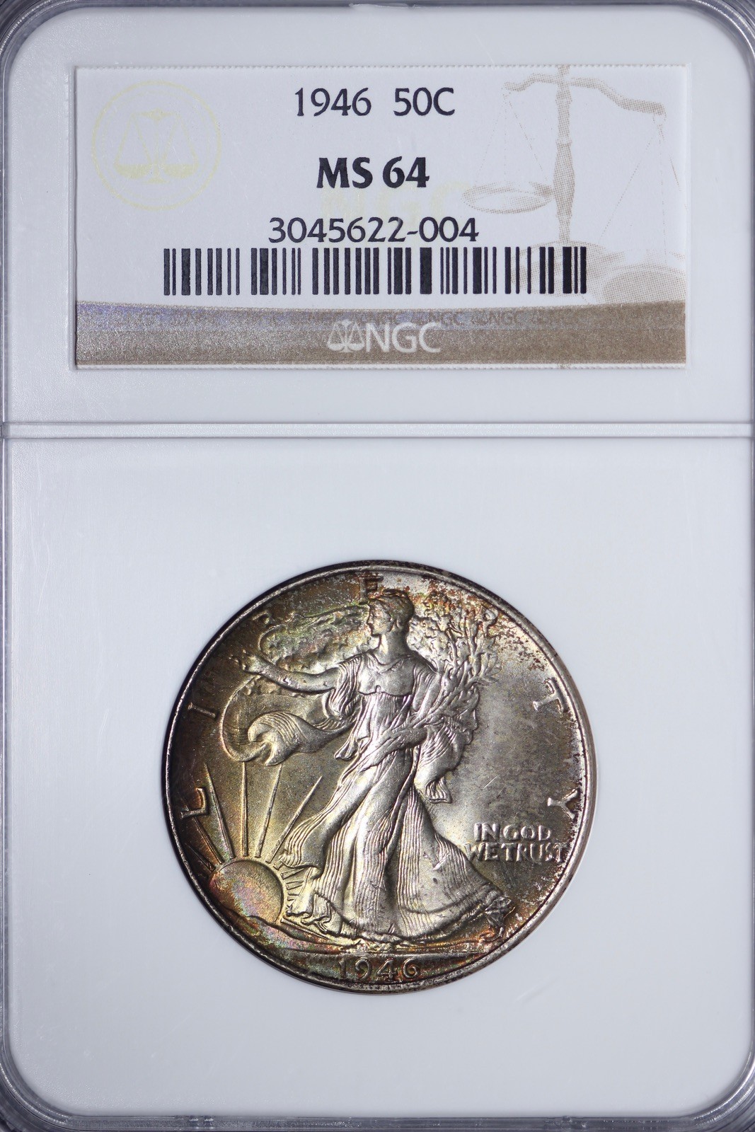 BU 1946 Walking Liberty Half Dollar NGC MS64 Nicely Toned GSWFF