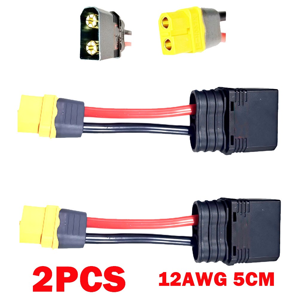 2Pcs 5cm 12AWG XT60-Compatible Female to QS8-Style Male Charge Lead Adapter USA