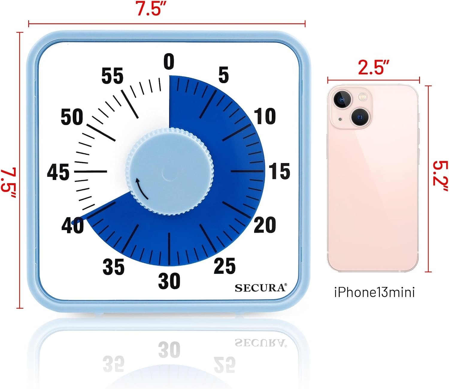 Magnetic Backing Mechanical Timer - 60-Minute Visual Countdown for Kids & Adults