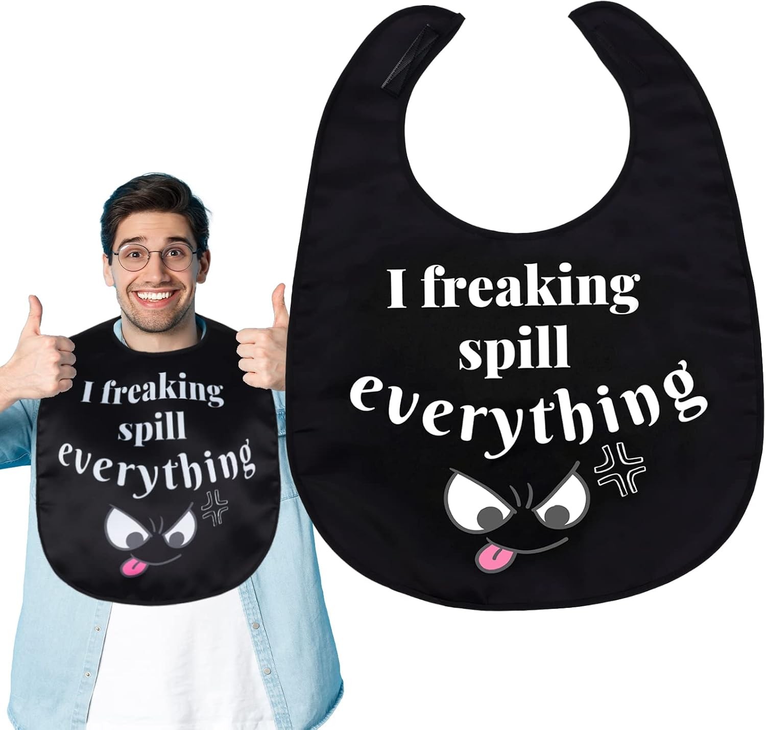 Funny Adult Bibs for Eating Man Women Elderly, Washable Clothing Protectors Bib
