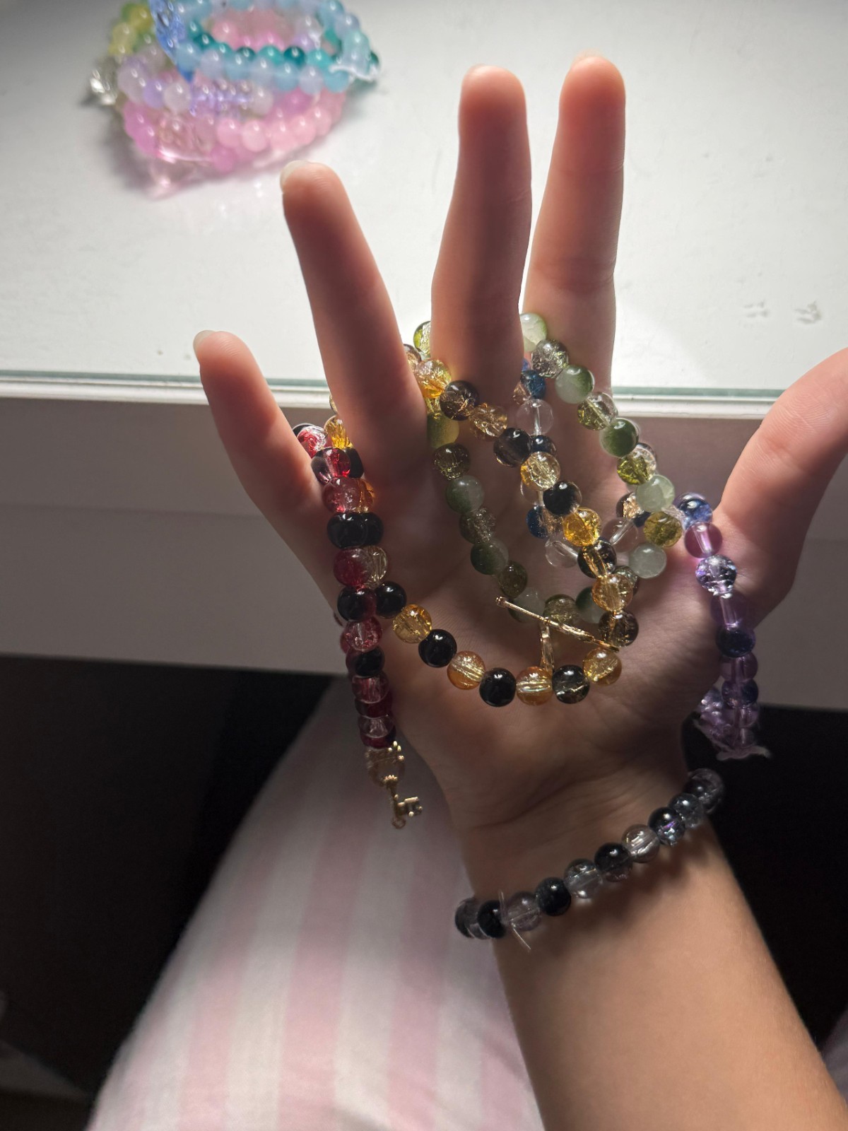 ✨️Handmade Colorful Acrylic Beaded Bracelet – Stretch Elastic