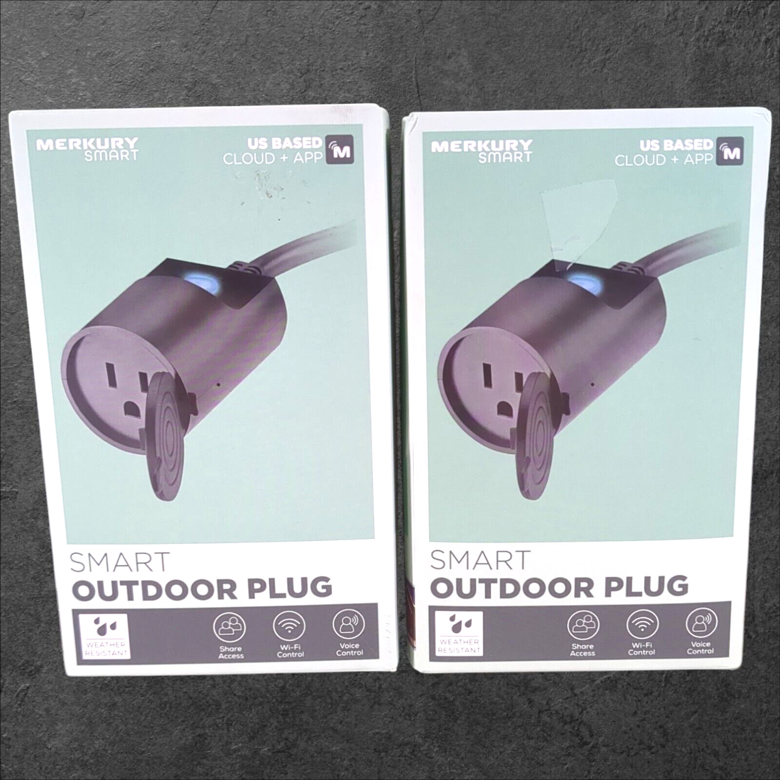 Merkury Innovations Outdoor Wi-Fi Smart Plug Voice & WiFi Control 2 Pack