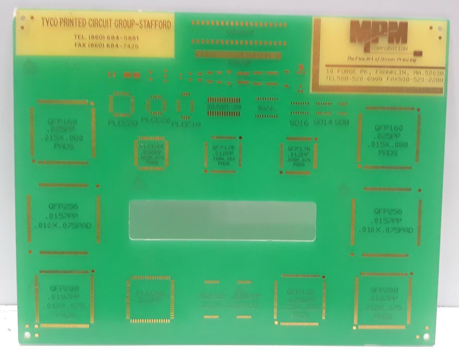 Tyco Printed Circuit Group MPM Corp. Sample Circuit Board - Gold