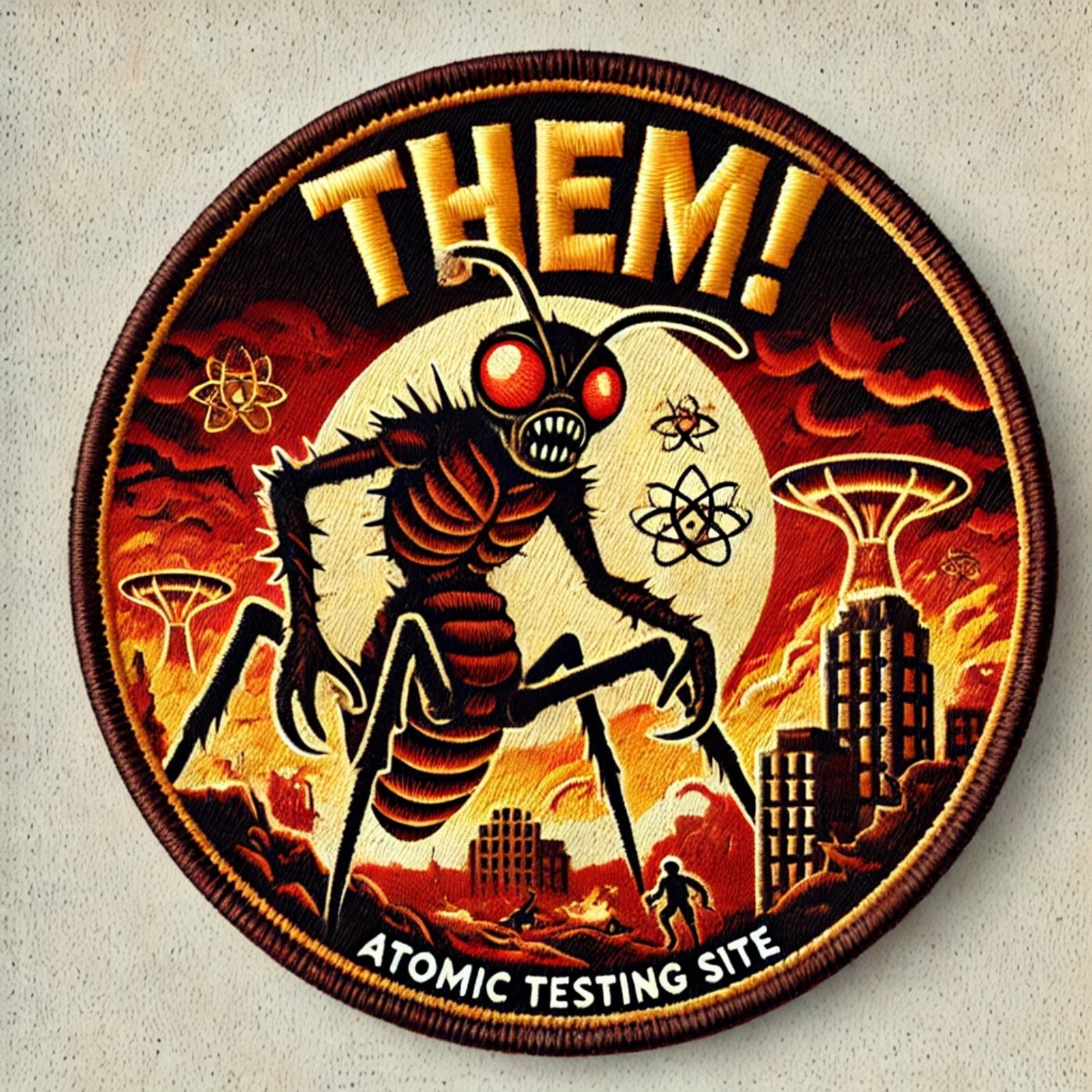 Them! Classic Horror Patch - Sci-Fi Monster Movie Iron-On Applique, Atomic Test
