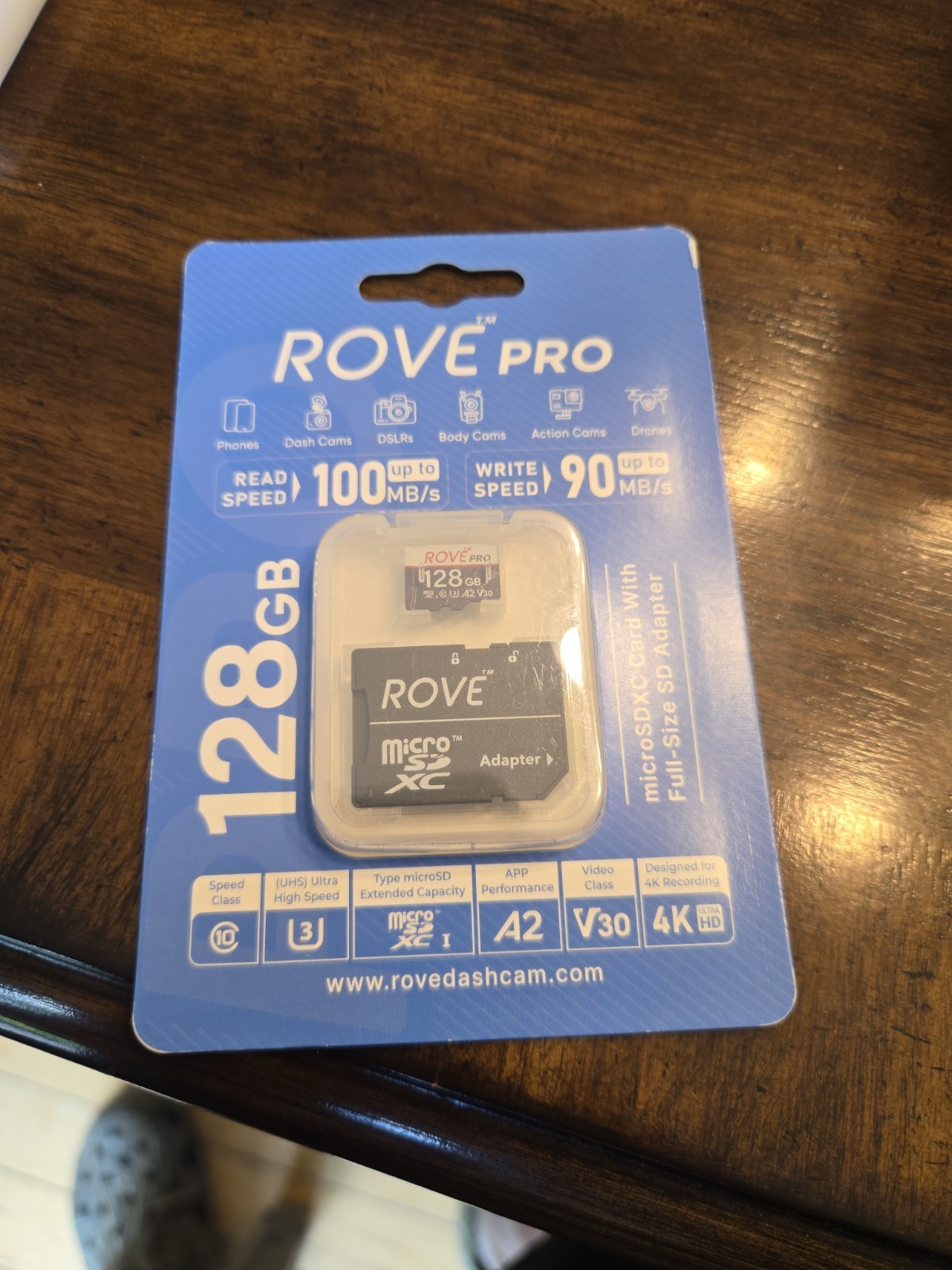 ROVE PRO 128GB microSDXC Card High Speed 4K Recording Class 10 with SD Adapter