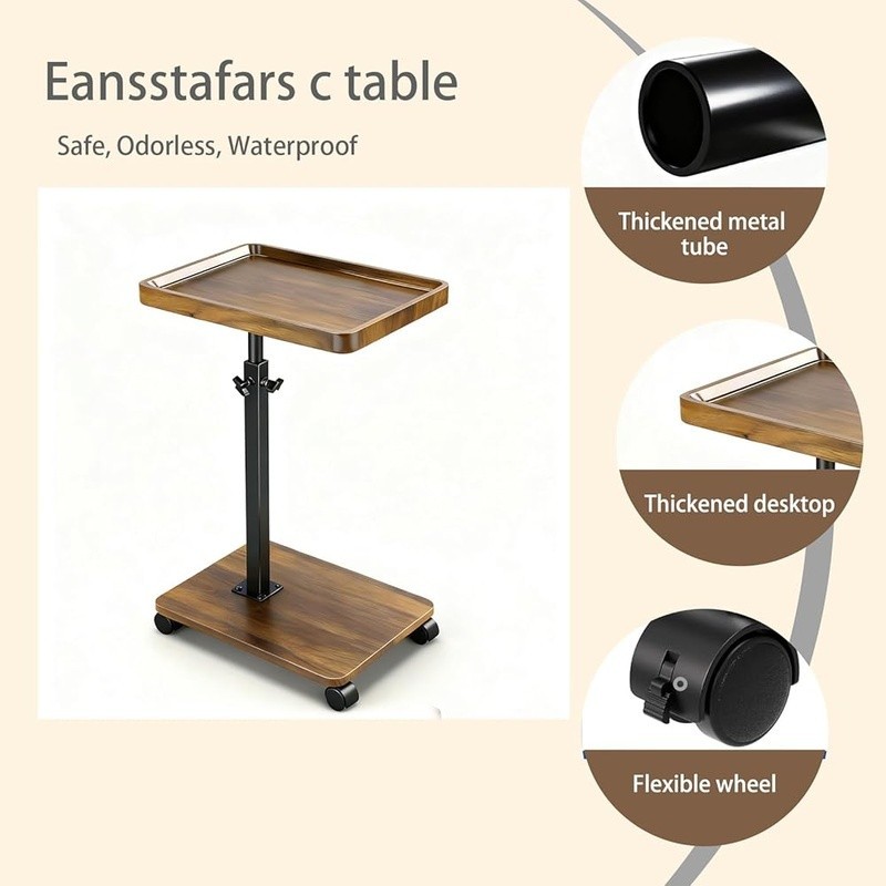 Adjustable C Shape End Table 360° Rotation Multi-Functional Sofa Side Table New