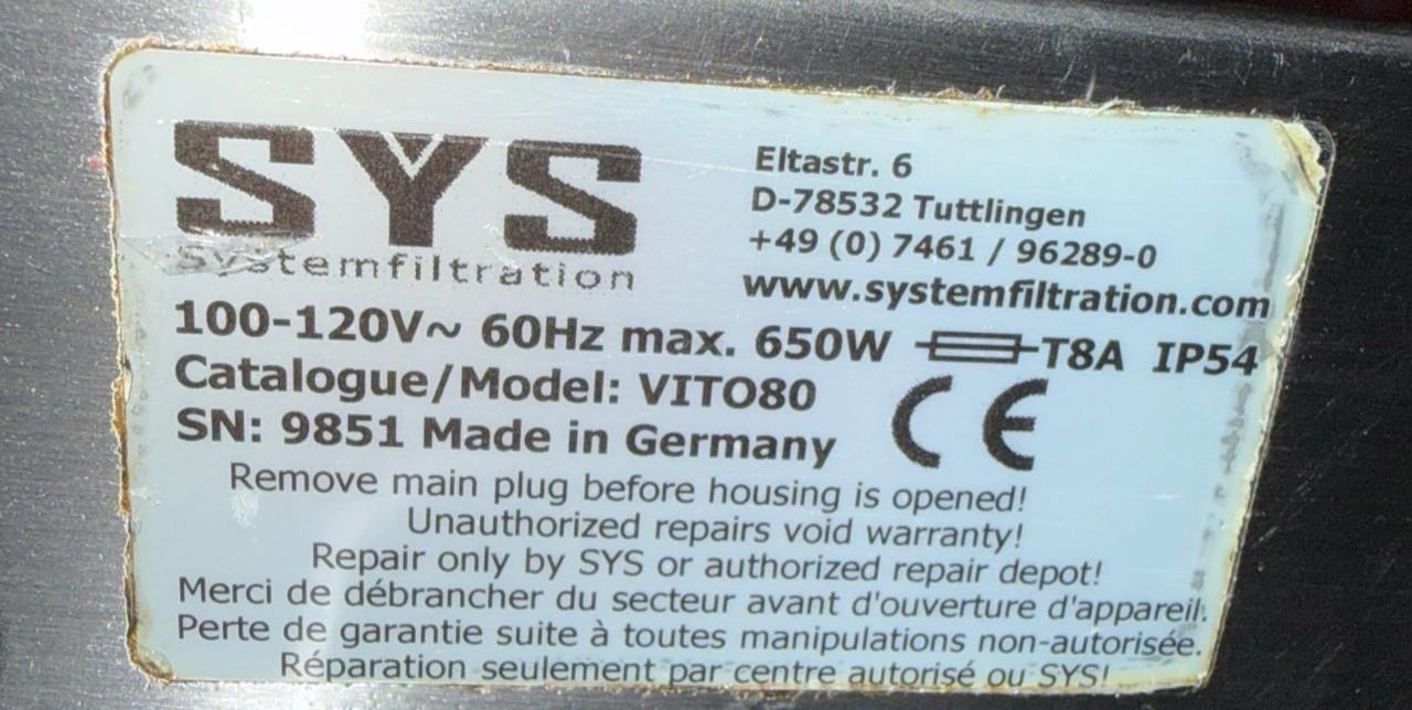 System filtration Vito80 oil filter
