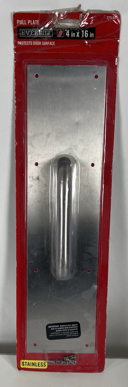 Everbilt 4 In. X 16 In. Stainless Pull Plate Commercial Door