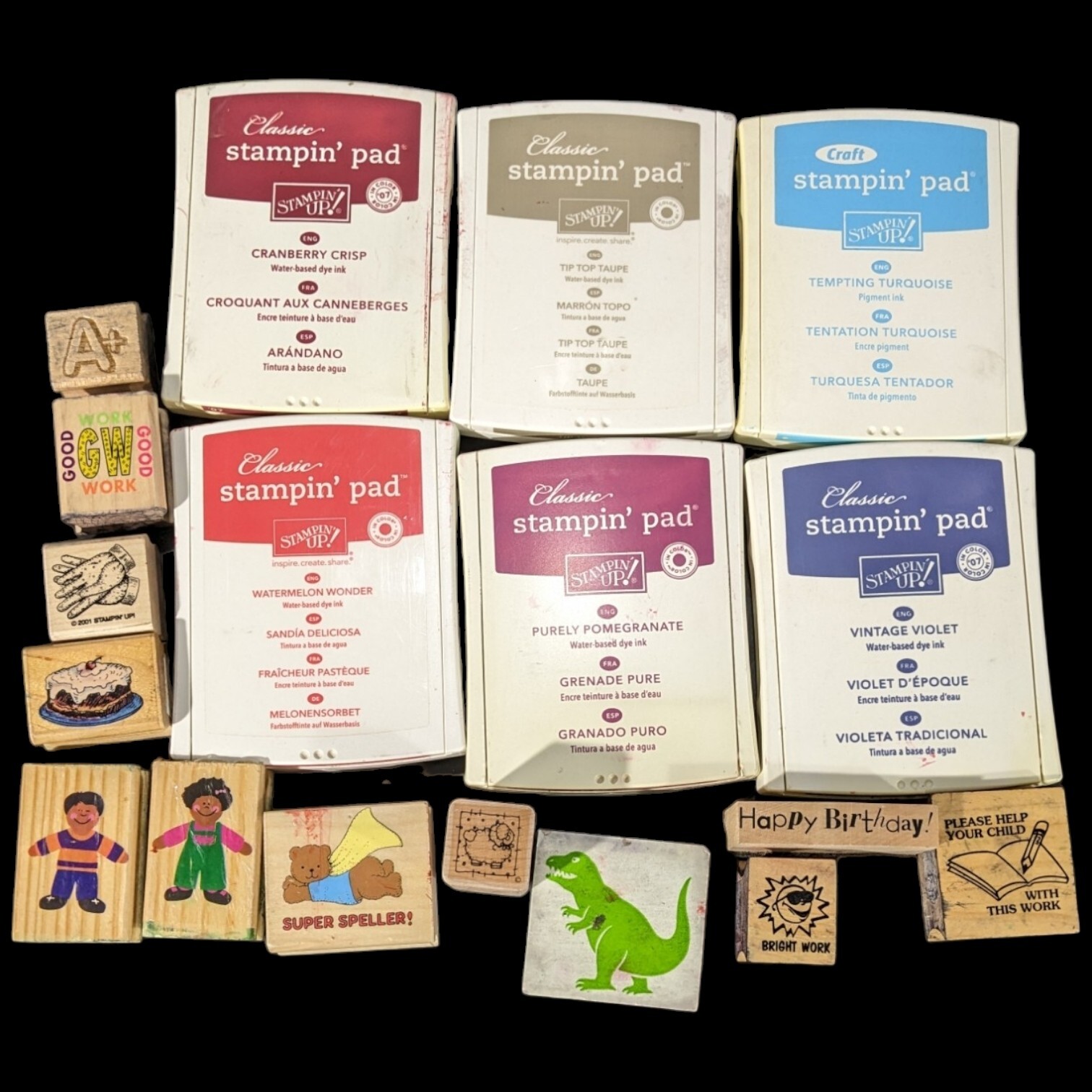 Stampin Up Classic Stamping Pads and Dino Stamp Celebration 12 Stamps Birthday