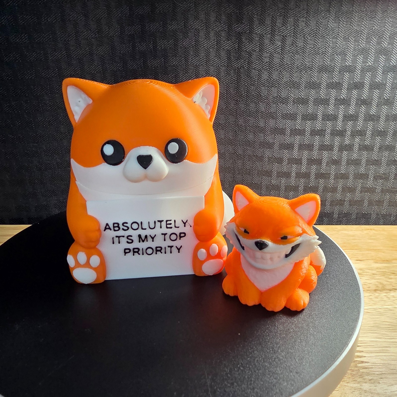 Smooth Fox, Totally Fine Crew Desk Buddy Approx. 3" tall, 3D Printed Items