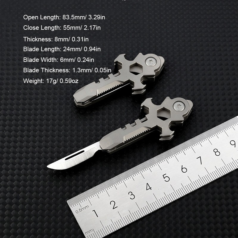 Mini EDC Titanium Folding Knife Pocket Outdoor Multi Tools Pendant Keychain A+++