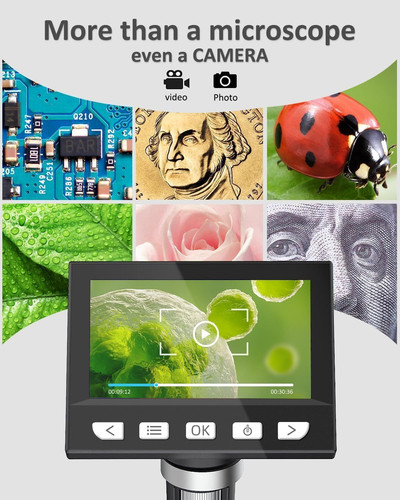 Coin Microscope, 4.3 Inch Digital Microscope 1000X Coin Microscope for Error ...
