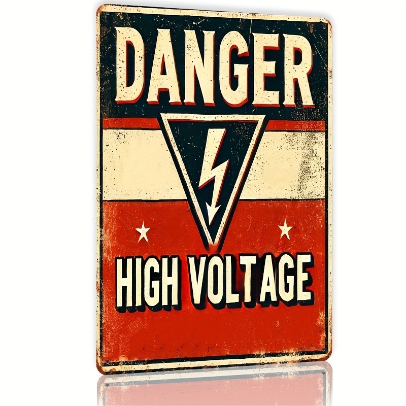 Industrial Warning Metal Sign Danger High Voltage Vintage Hanging Decoration
