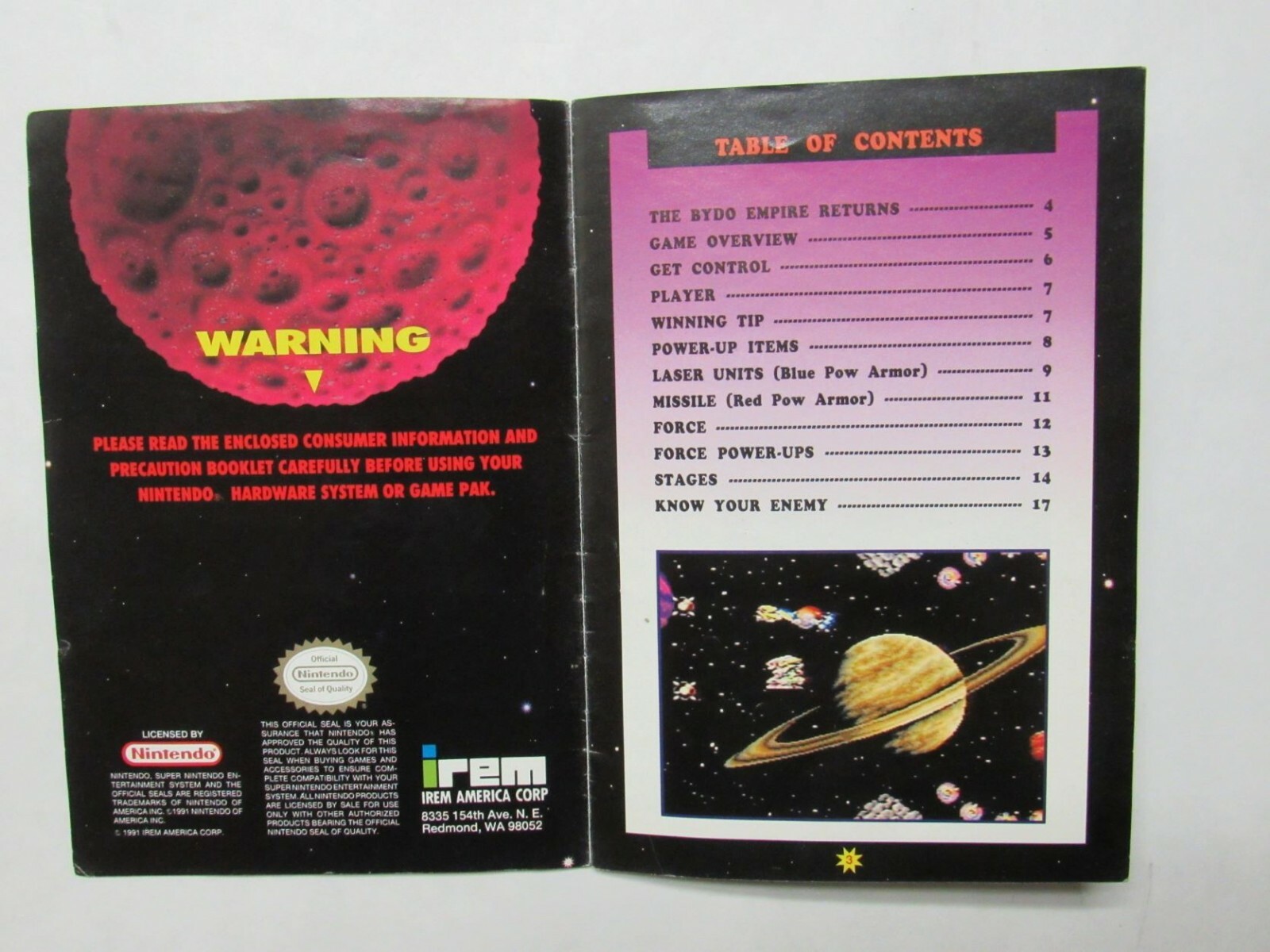 SUPER R-TYPE Manual, no game SNES SUPER NINTENDO