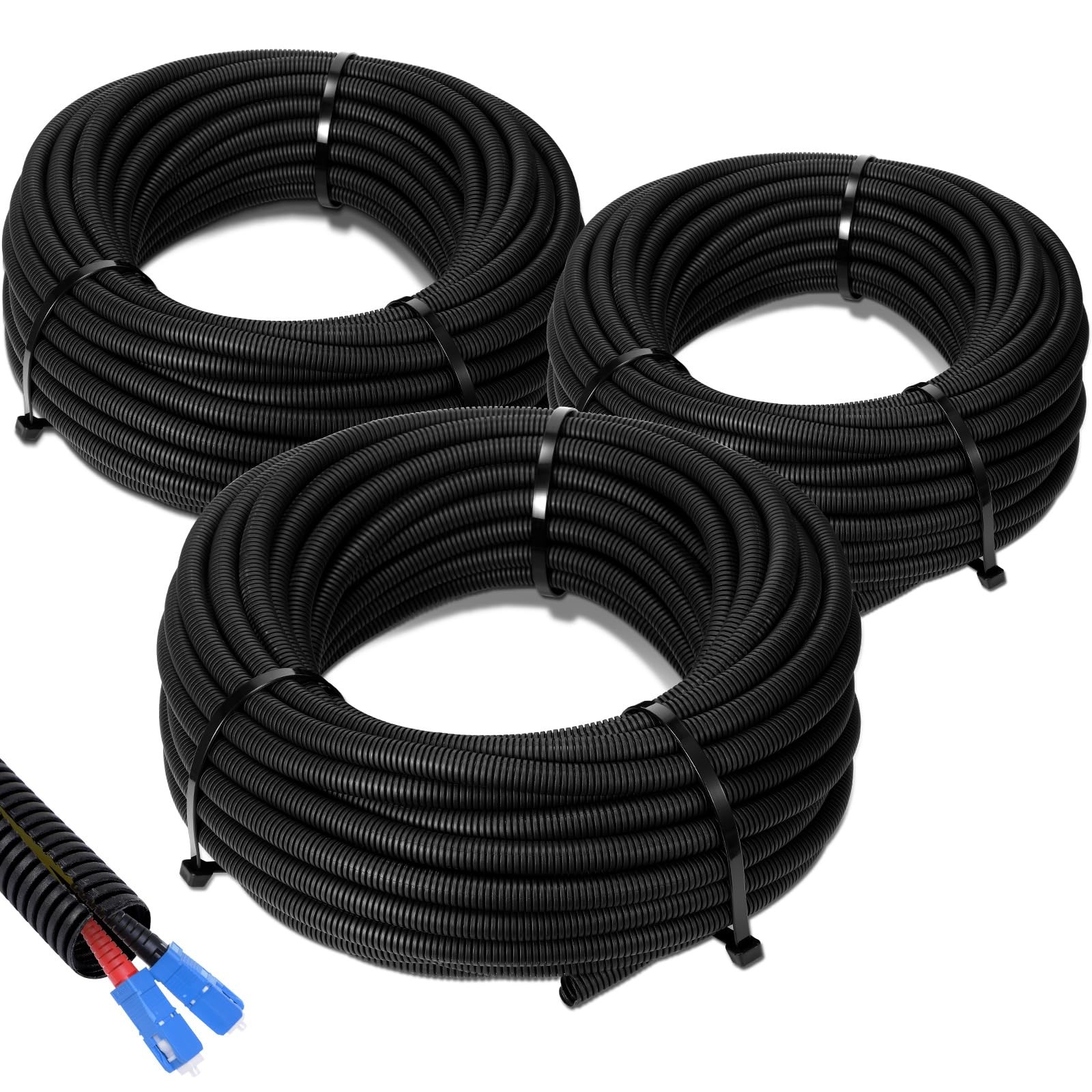 Sasylvia 1/4", 1/2", 3/8" x 25 Ft Split Wire Loom Tubing Wire Loom Assortment...