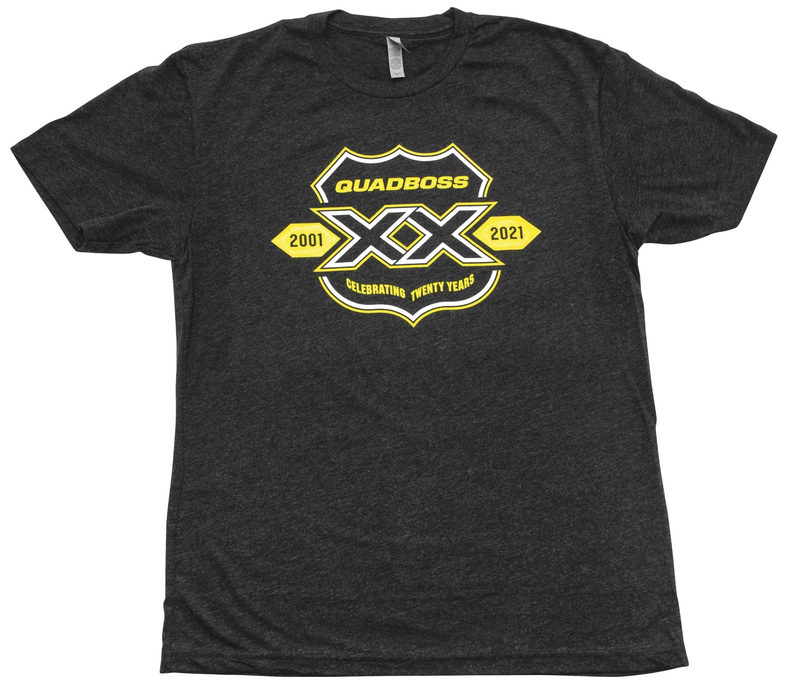 QuadBoss 20 Year Mens Short Sleeve T-Shirt Black/Yellow