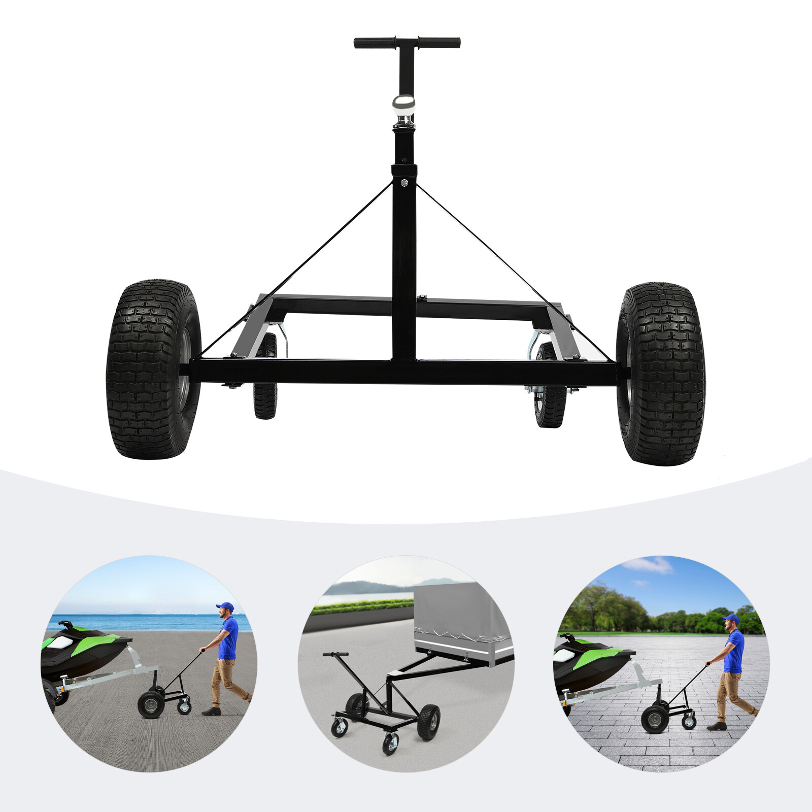 1500lbs Adjustable Dolly Trailer Dolly Trailer Mover Floor Standing w/ 4 Casters