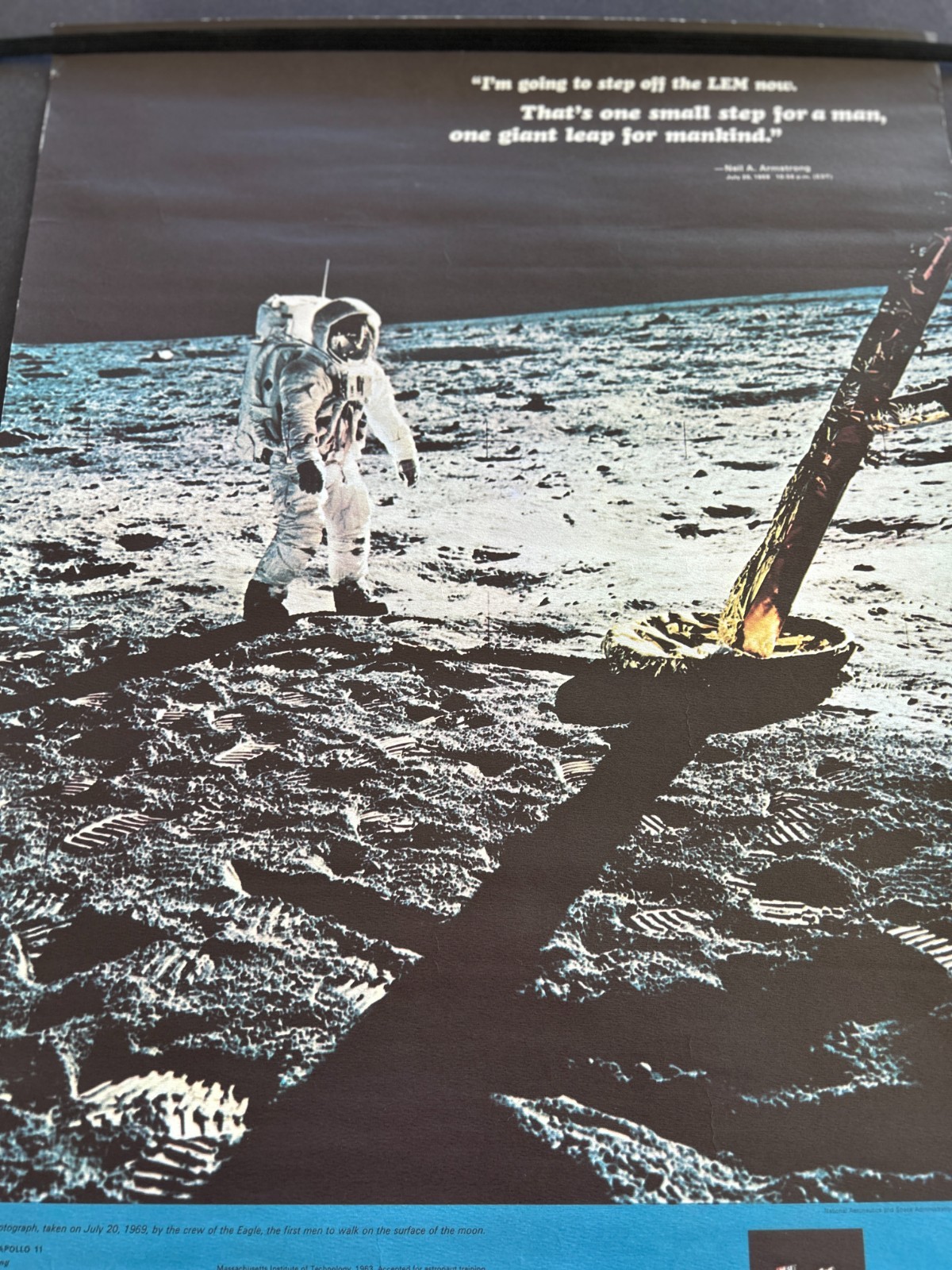 Original 1969 NASA MOON LANDING POSTER Neil Armstrong One Small Step for Man VTG