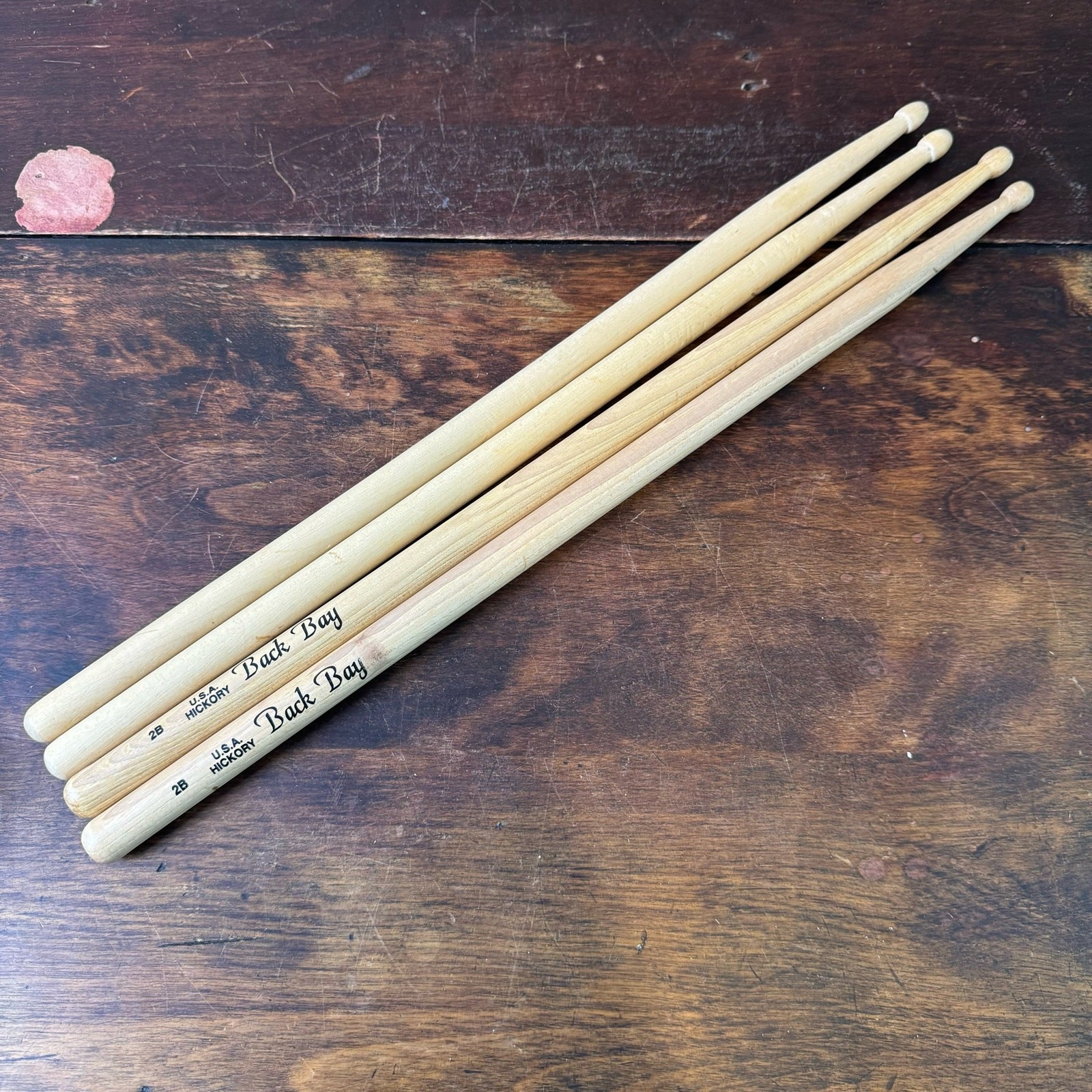 Black Bay & unmarked Drumsticks Hickory U.S.A. 2B two pair solid wood GUC