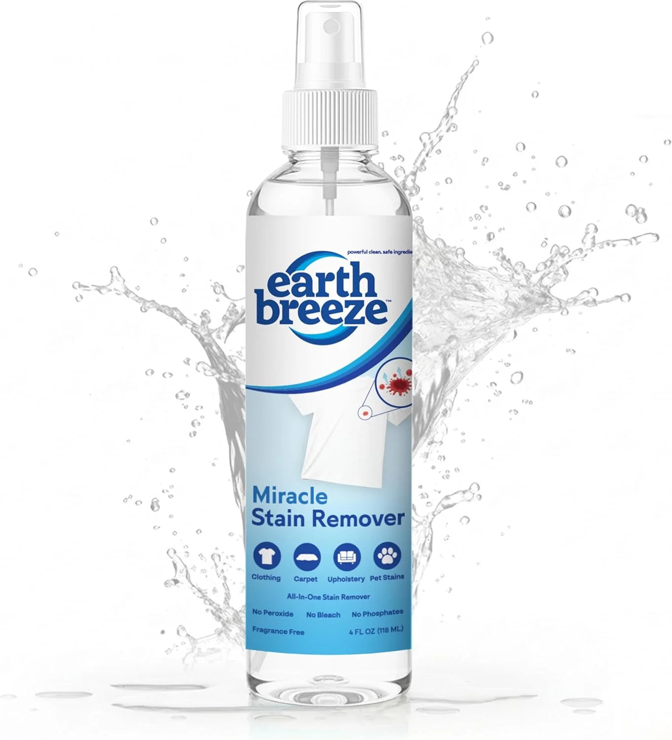 Earth Breeze Miracle Stain Remover Spray - Powerful All-In-One Solution - Remove
