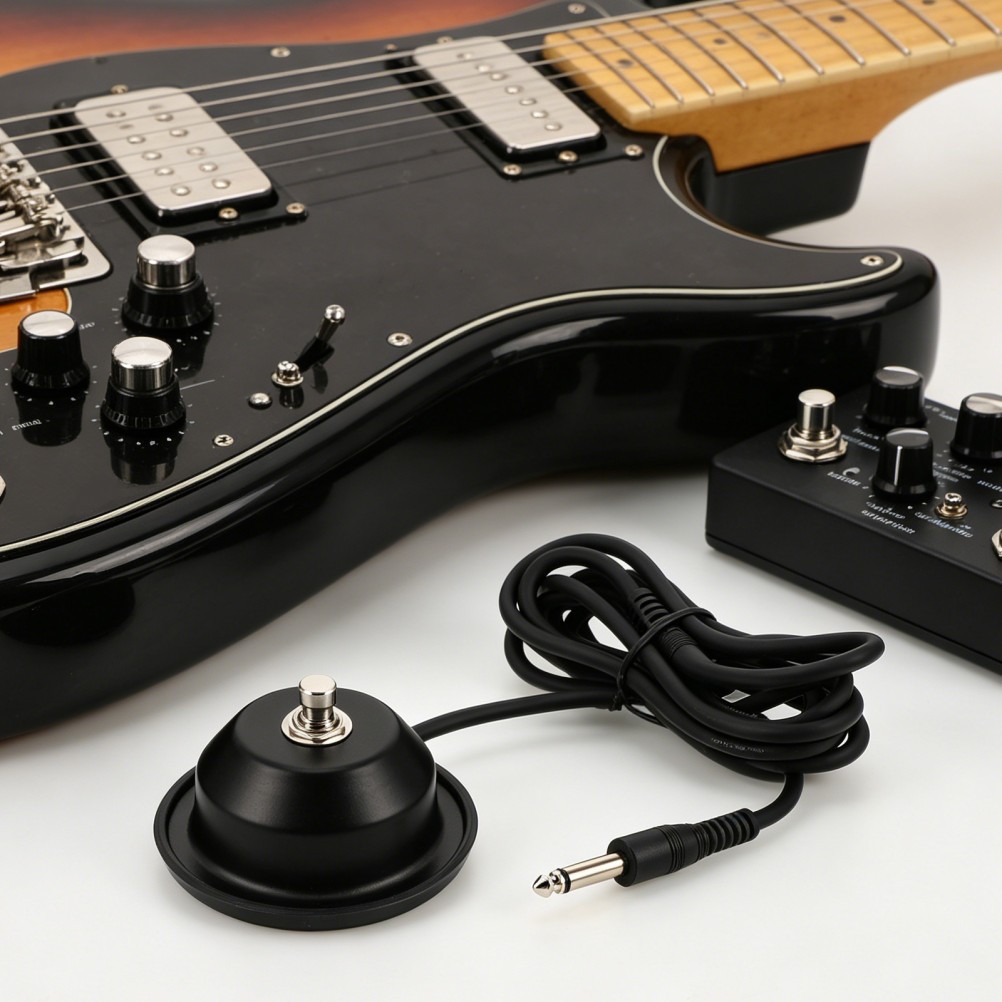 Reusable 1-Button Guitar Footswitch Durable Metal for Effect Pedal Control Black