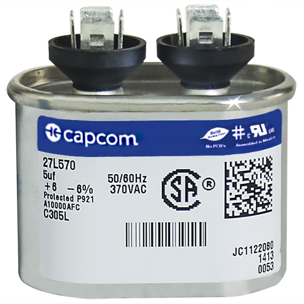 GE Genteq Replacement 5 uf 370 VAC Oval Capacitor 27L570 C305L  27L570BZ3