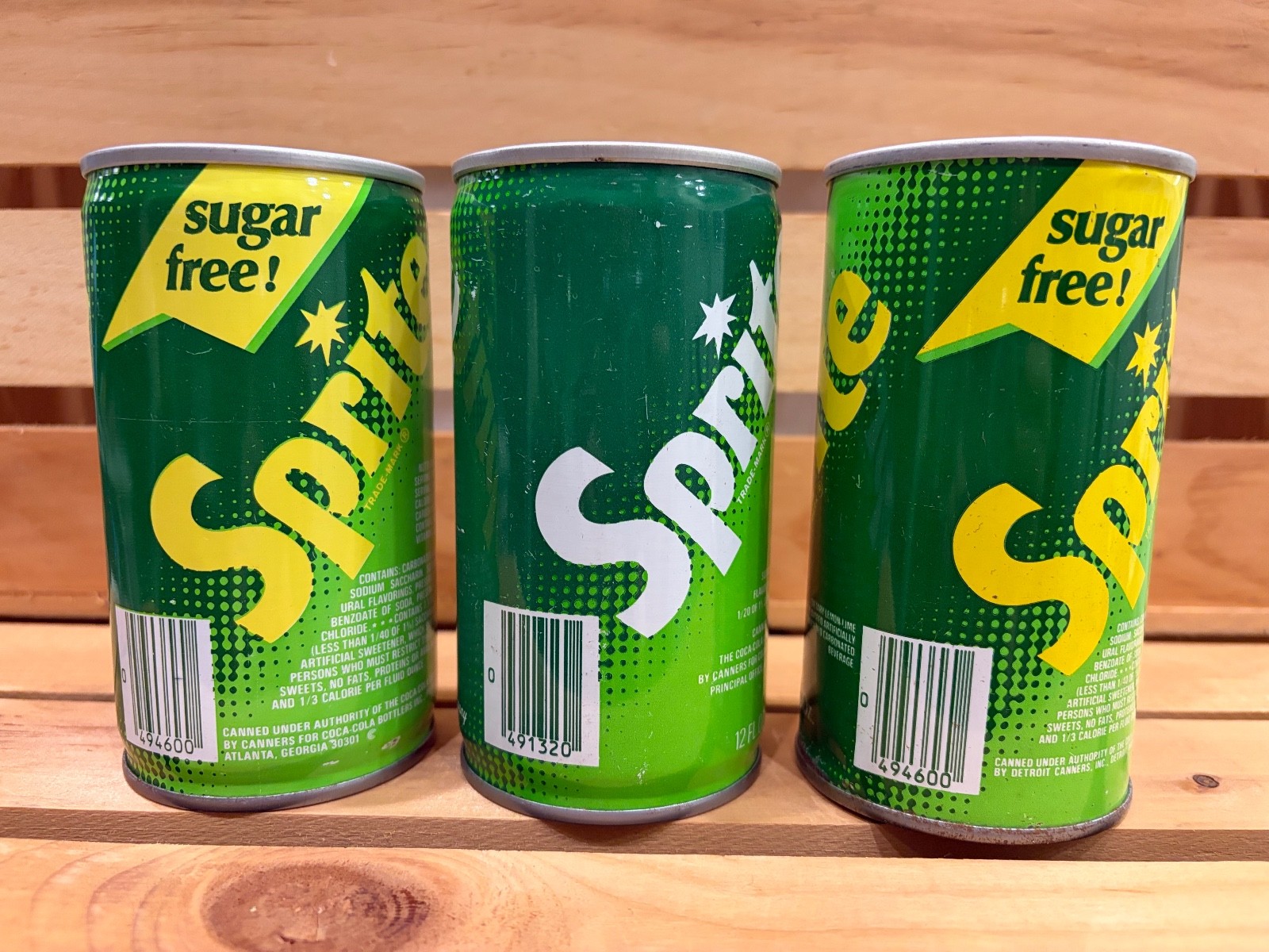 Vintage 1970s Sprite Soda Cans; Regular and Sugar Free!