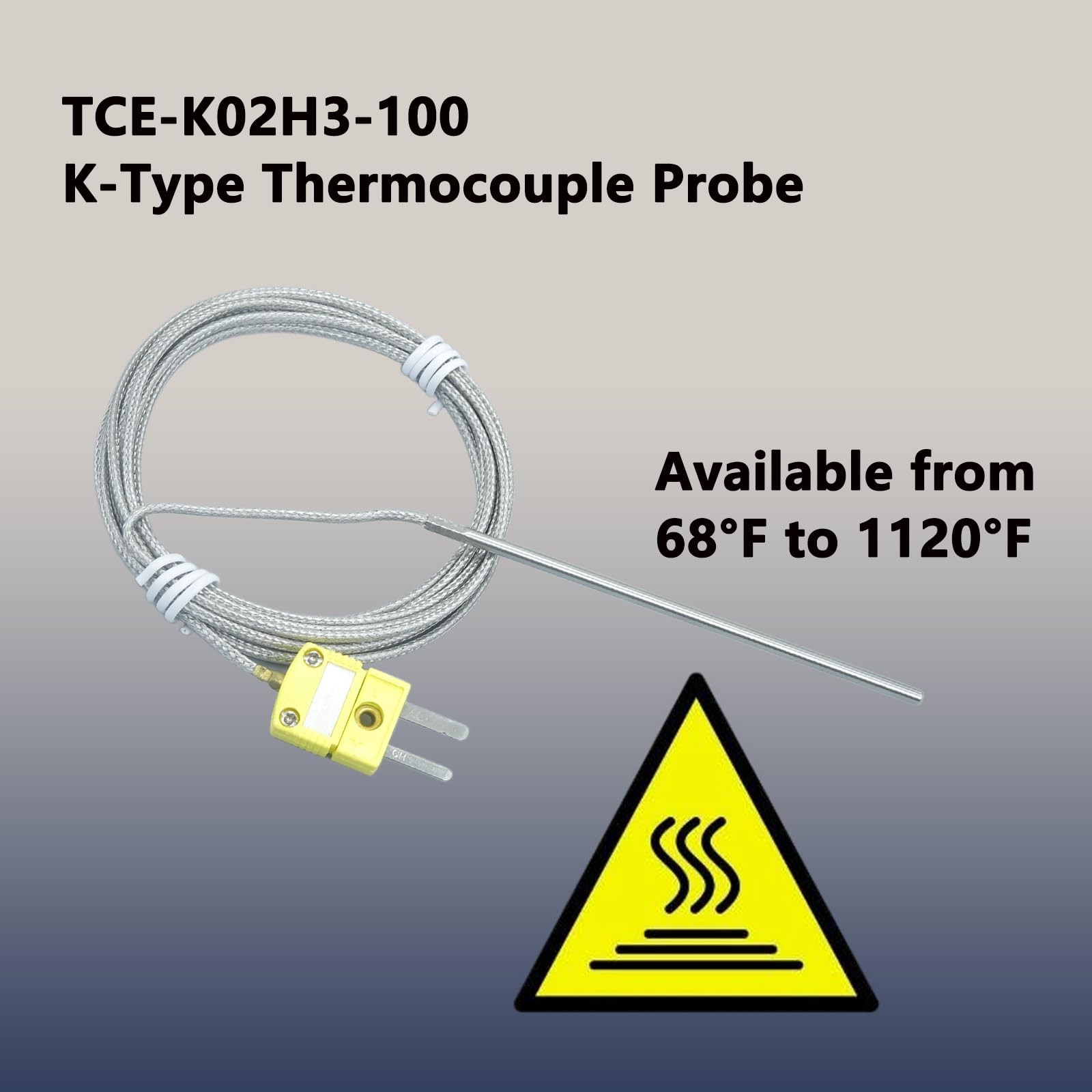 2 PCS TCEK02H3100 KType Thermocouple Probe 681120F Temperature Sensor