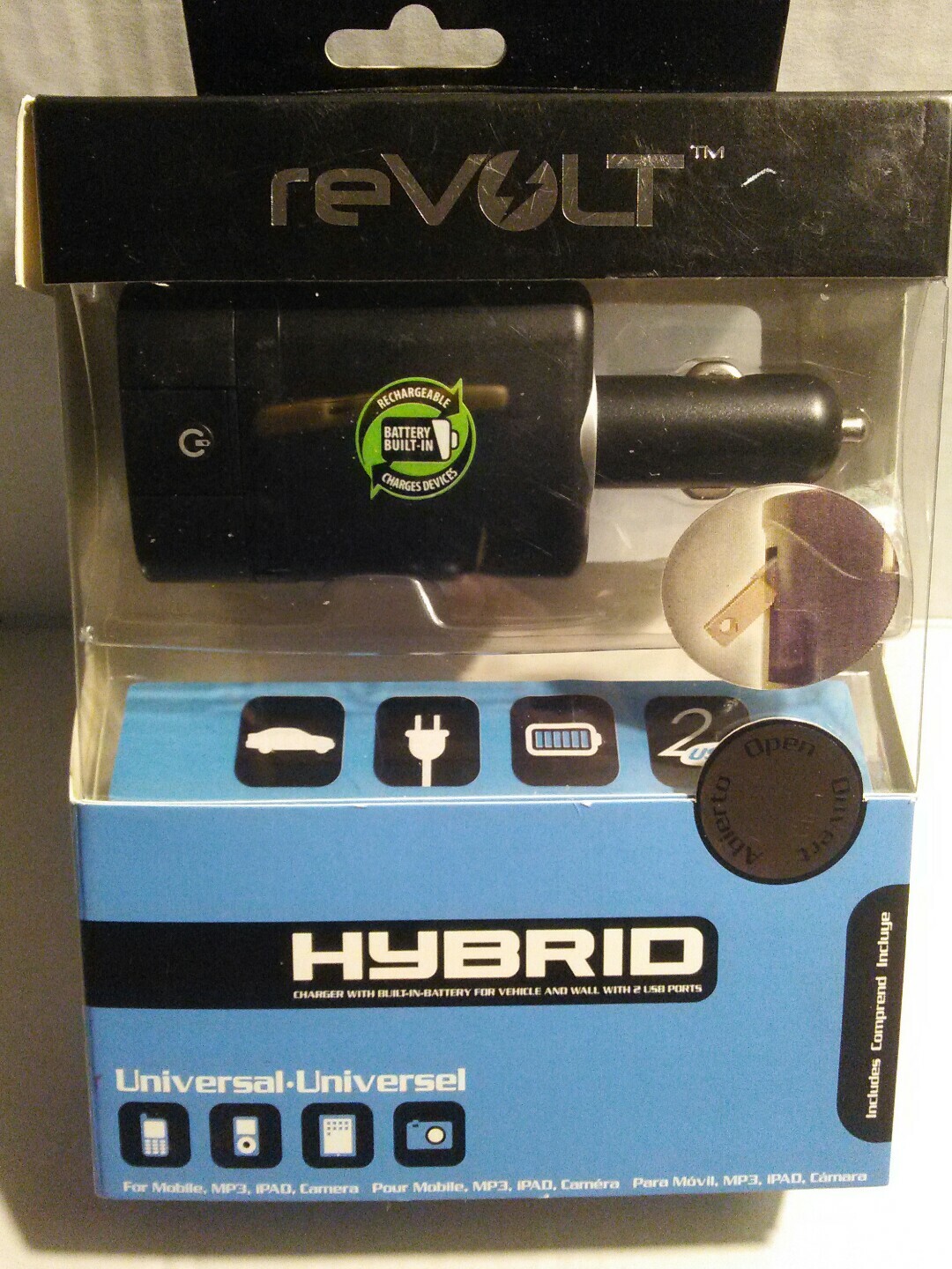 NIB ReVolt ETCV780 Universal Hybrid Car and Wall Charger Kit
