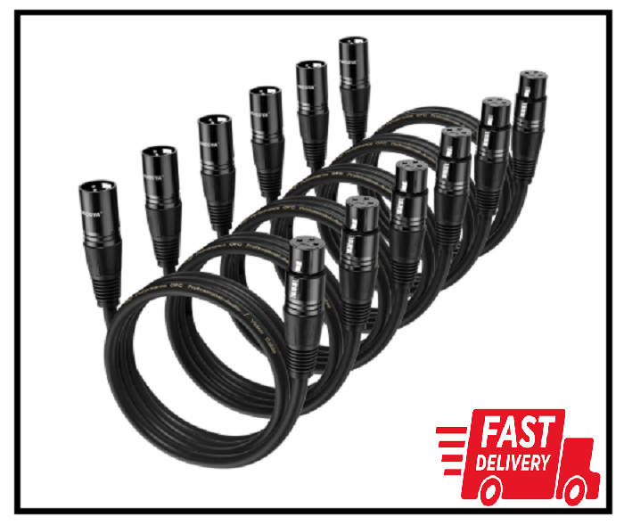 1.5 Ft XLR Cable 6 Packs Balanced Microphone DMX Cable Black