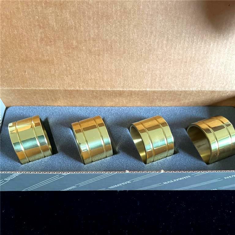 BALDWIN CLASSICS COLL. DEVON NAPKIN RINGS 2 SETS OF 4 NO. 7534.030 IN ORIG BOXES