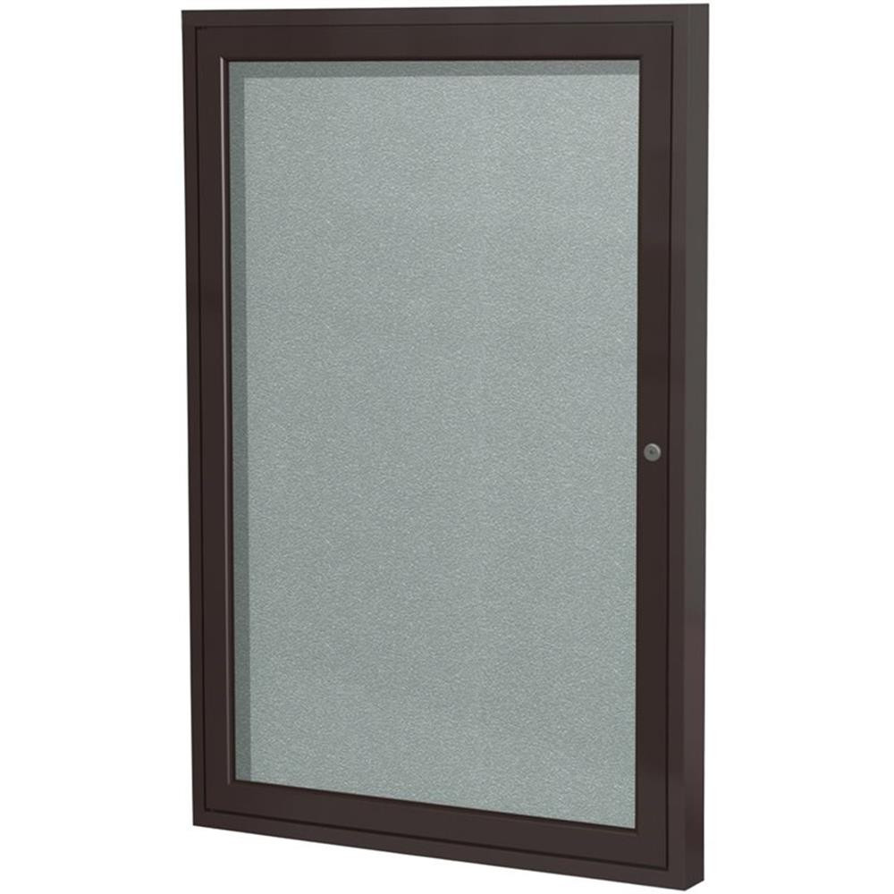 Ghent's Vinyl 36" x 30" 1 Door Enclosed Bulletin Board in Silver
