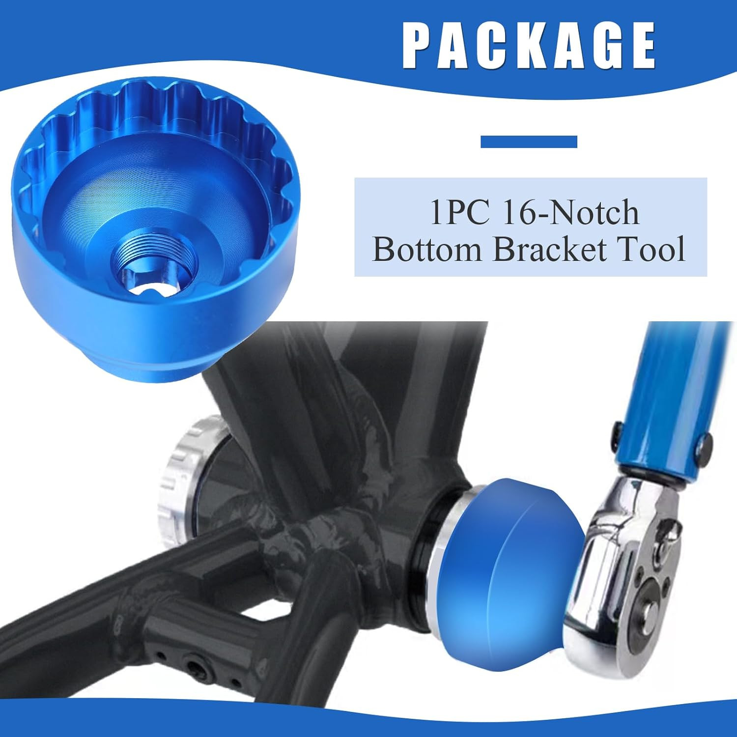 16-Notch Bottom Bracket Tool Bottom Compatible with Shimano, Chris King, SRAM, W