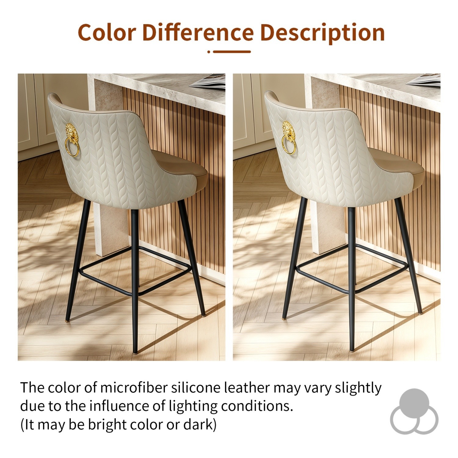 High-end Counter Height Bar Stool Microfiber Leather Upholstered Accent Barstool