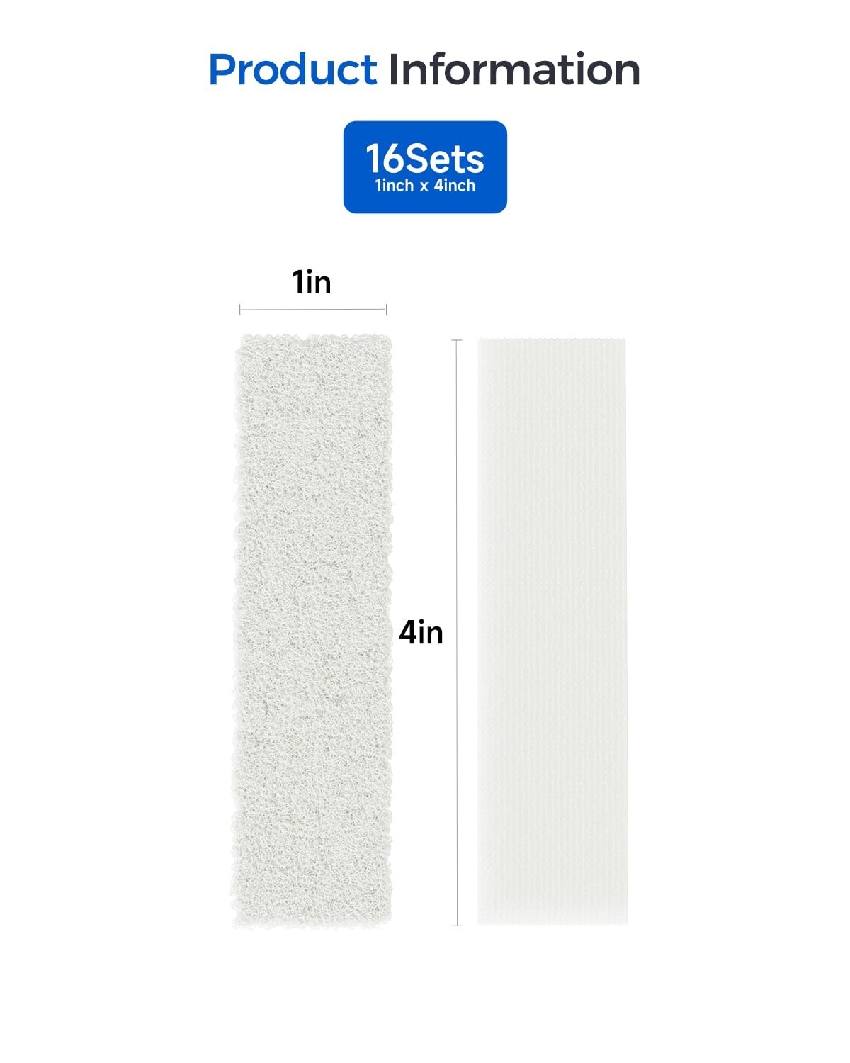 Repositionable Adhesive Hook and Loop Strips - 16 Sets, Ideal for DIY Projects