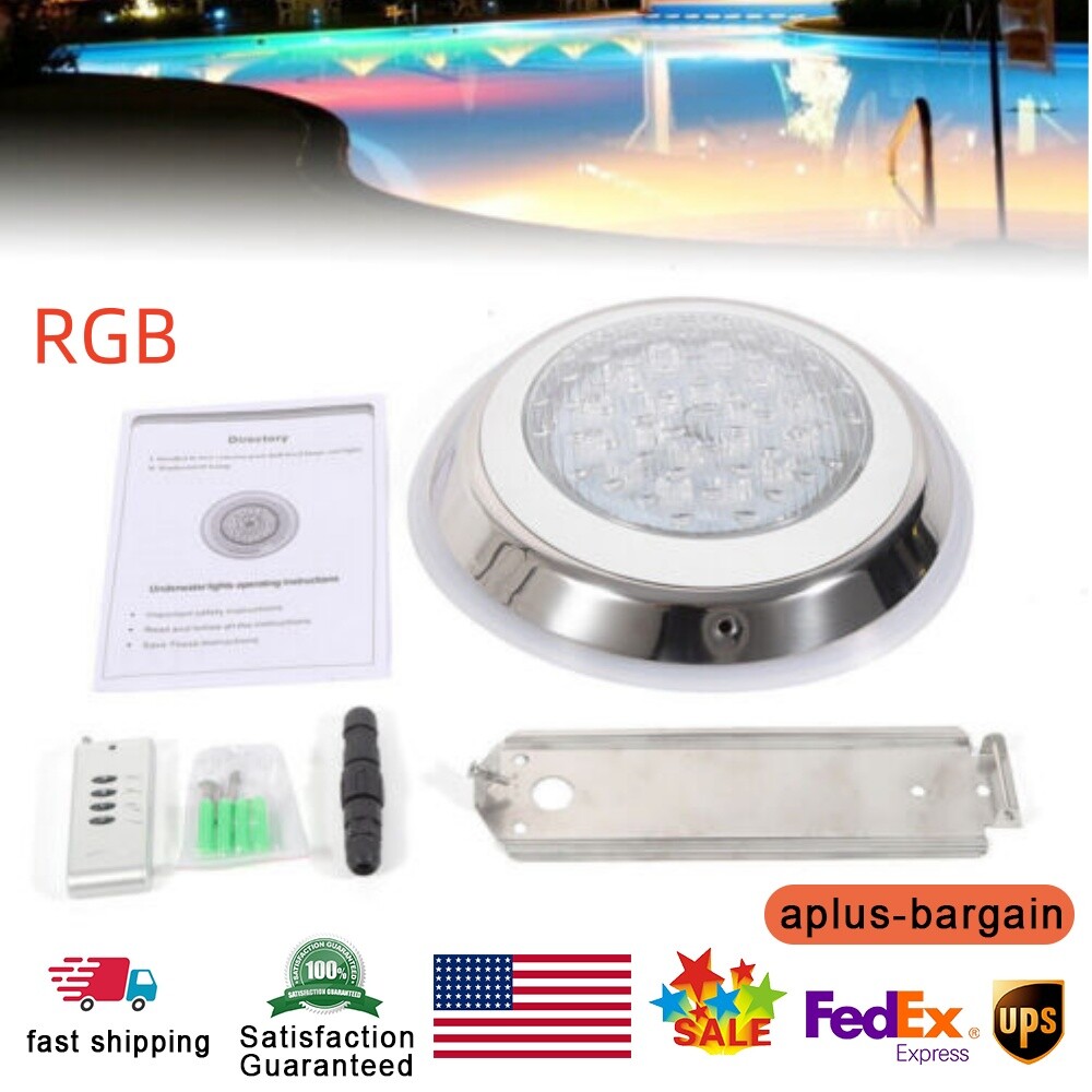 Led Pool Light 54W RGB Led Underwater Swimming Pool Light lamp Remote Control US