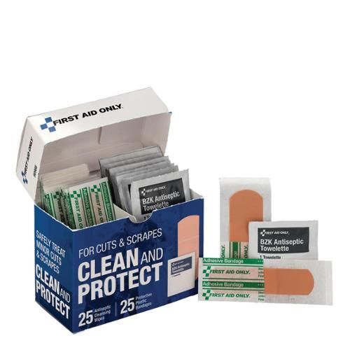 First Aid Only 90966-001 25Ct Bzk Wipes + 25 Plastic Bandaids