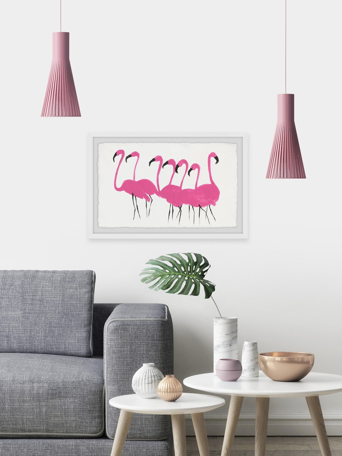 Marmont Hill Pink Flamingo Lead Framed Painting Print 45" x 30"