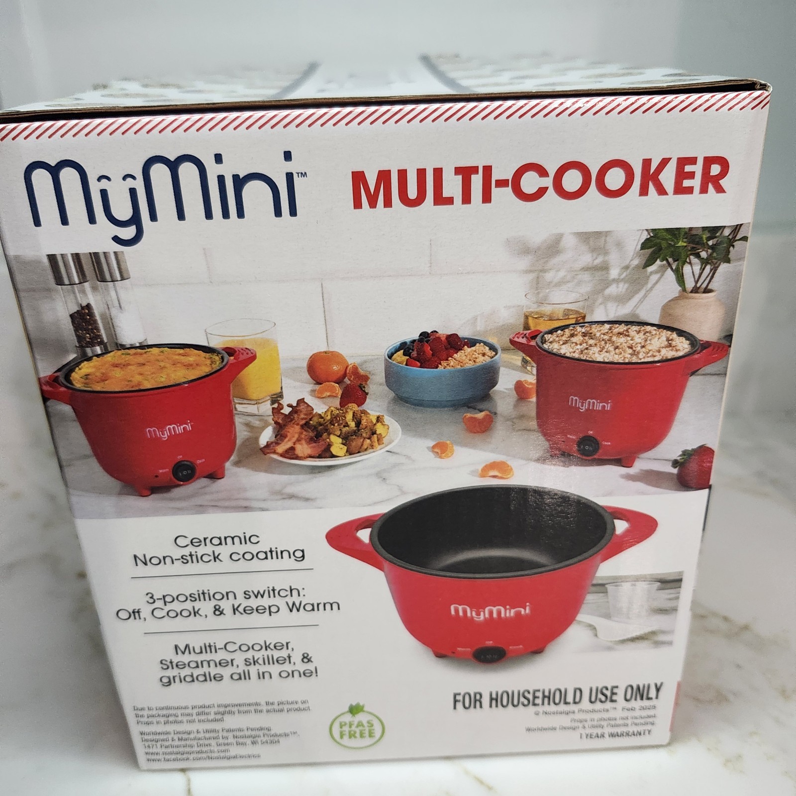 MyMini Multi-Cooker Electric Ceramic Red 4-Cup Capacity Kitchen Appliance