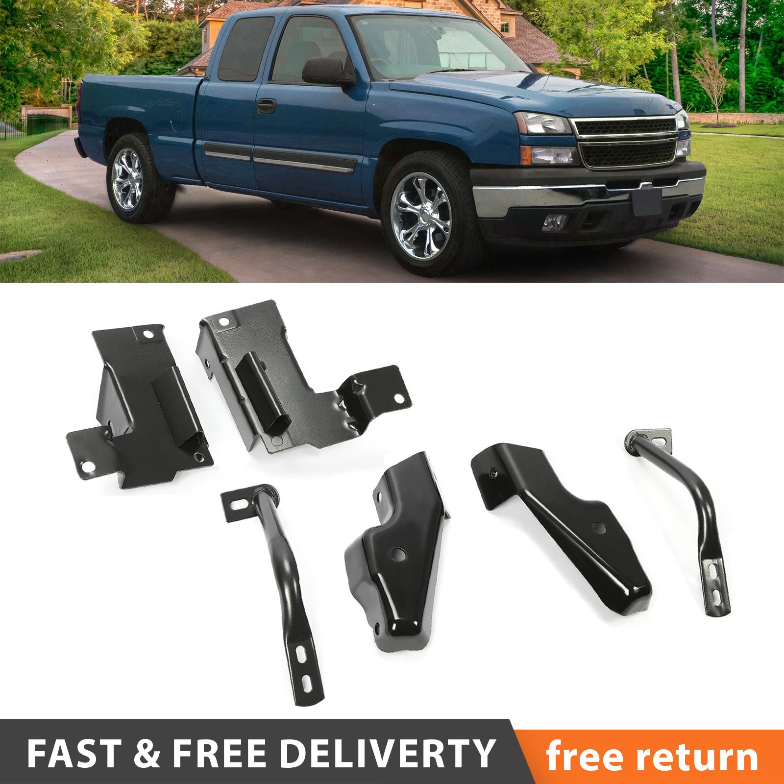 For 2003-2006 Silverado 1500 2500 Front Bumper Mounting Support Brackets Braces