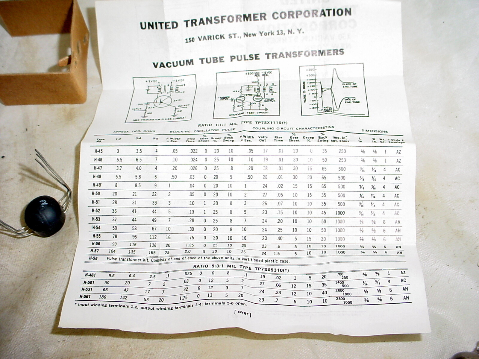 NOS UTC H-49 Vacuum Tube Pulse Transformer 1 microsecond