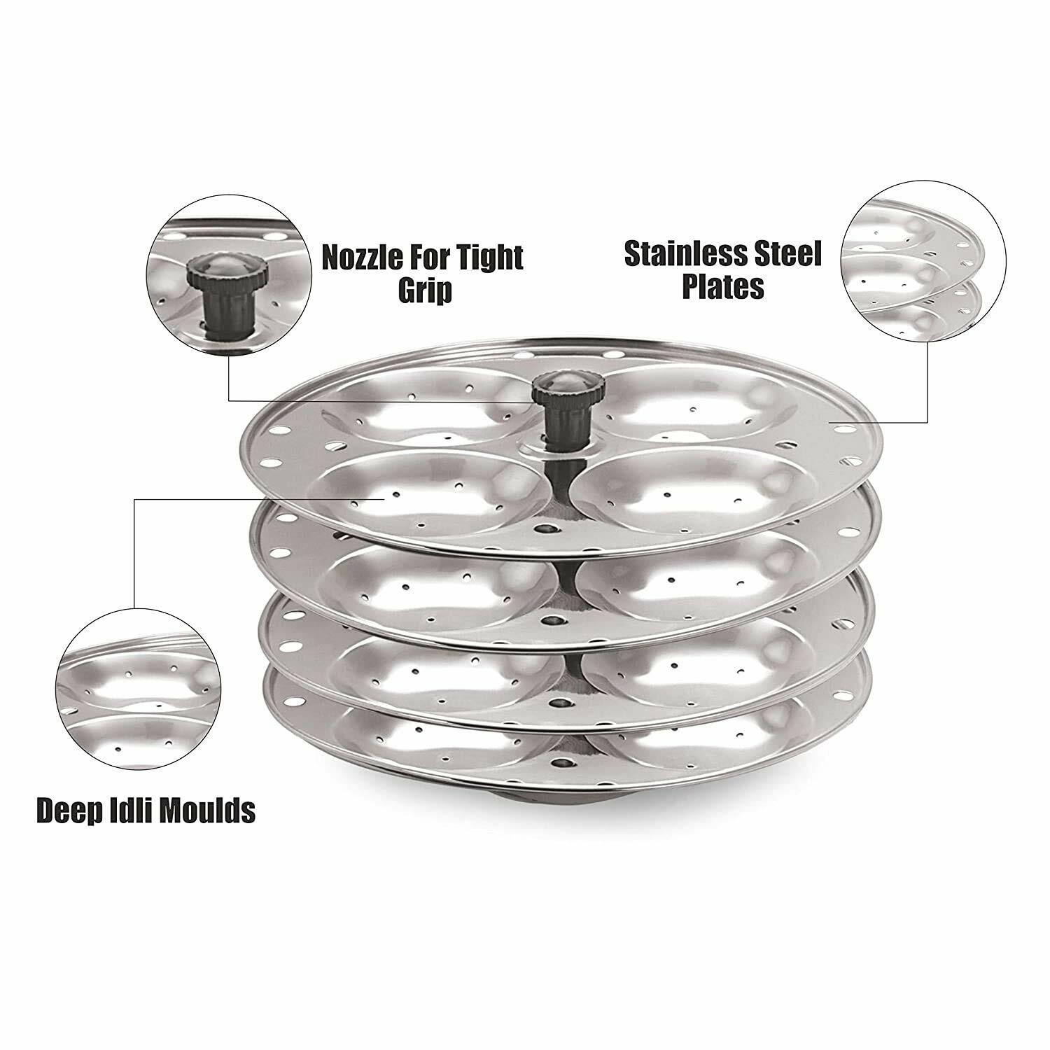 Handmade Stainless Steel Idli Stand Makes 16 Idlis Kitchen Appliances 4 Rack