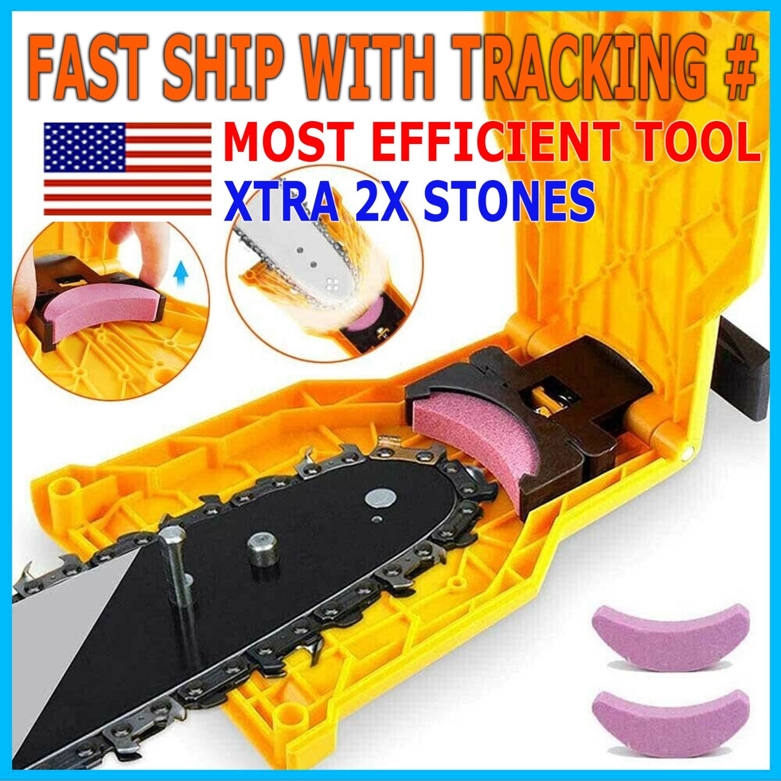 3PC Fast Chainsaw Chain Sharpening Jig Portable Drill Crank Sharpener Tool Set