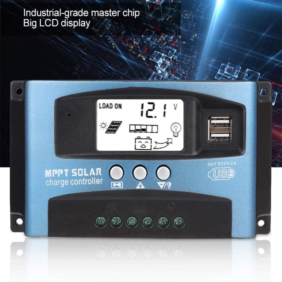 100A MPPT Solar Charge Controller, 12V/24V Battery Protection, High Efficiency