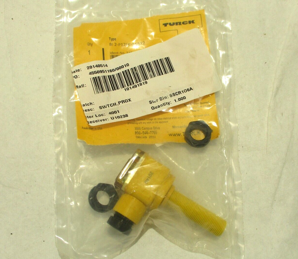 NEW TURCK BI2-P12SK-AN6X2 INDUCTIVE SENSOR